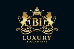 modèle de logo de luxe royal bi lettre initiale lion dans l'art vectoriel pour les projets de marque luxueux et autres illustrations vectorielles.