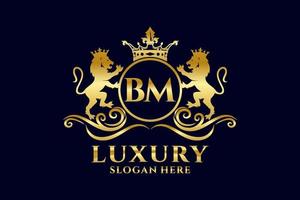 modèle initial de logo de luxe bm lettre lion royal dans l'art vectoriel pour les projets de marque luxueux et autres illustrations vectorielles.