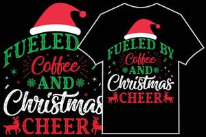 vecteur de t-shirt typographique de café de noël. alimenté par le café et la conception de t-shirts de Noël