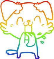 arc en ciel gradient ligne dessin dessin animé chien haletant vecteur