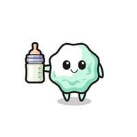personnage de dessin animé de chewing-gum bébé avec une bouteille de lait vecteur