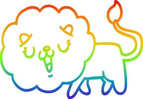 ligne de gradient arc-en-ciel dessinant un lion de dessin animé mignon vecteur