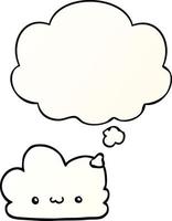 nuage de dessin animé mignon et bulle de pensée dans un style de dégradé lisse vecteur