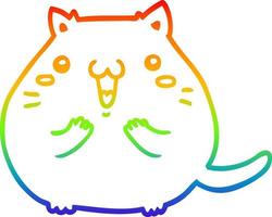 ligne de gradient arc-en-ciel dessinant un chat de dessin animé heureux vecteur