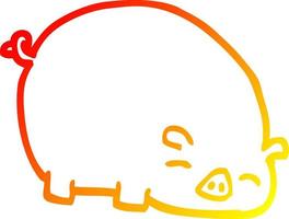 ligne de gradient chaud dessinant un cochon de dessin animé vecteur