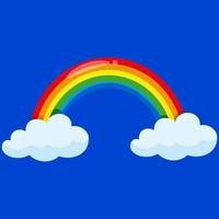 arc-en-ciel coloré de vecteur de dessin animé avec des nuages. icône météo web, pour les enfants