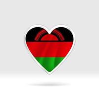 coeur du drapeau du malawi. modèle d'étoile et de drapeau de bouton d'argent. édition facile et vecteur en groupes. illustration vectorielle de drapeau national sur fond blanc.