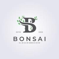 b initial de bonsai word logo vector illustration design