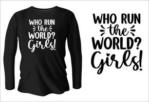 qui dirigent la conception de t-shirt de filles du monde avec le vecteur