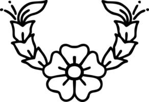 tatouage dans le style de ligne noire d'une fleur décorative vecteur