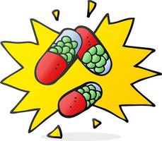 pilules médicales cartoon dessiné à main levée vecteur