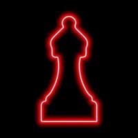 Évêque de la figure d'échecs contour rouge néon sur fond noir vecteur
