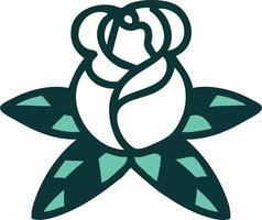 image de style de tatouage emblématique d'une seule rose vecteur