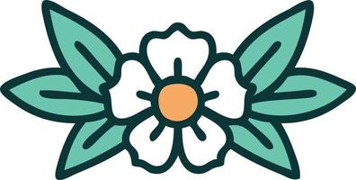 image de style de tatouage emblématique d'une fleur vecteur