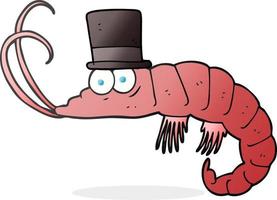 Crevettes cartoon dessiné à main levée vecteur