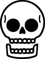 tatouage dans le style de ligne noire d'un crâne vecteur