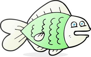 poisson drôle de dessin animé dessiné à main levée vecteur