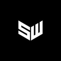 création de logo de lettre sw avec fond noir dans l'illustrateur. logo vectoriel, dessins de calligraphie pour logo, affiche, invitation, etc. vecteur