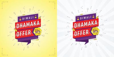 offre de vente de diwali dhamaka, modèle, bannière, création de logo, icône, affiche, unité, étiquette, en-tête web, image vectorielle, illustration, étiquette, fond de célébration de diwali vecteur
