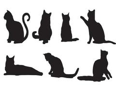 collection de chats - silhouette vectorielle, silhouette de chat, silhouette de chat isolée vectorielle, logo de chat, impression, autocollant décoratif, chats, isolé sur fond blanc, collection de silhouette de chat vecteur