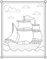 voilier sur la mer adapté à l'illustration vectorielle de la page de coloriage pour enfants vecteur