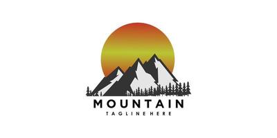 création de logo d'aventure en montagne vintage avec vecteur premium de concept créatif