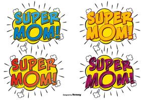 Super mom comic text illustrations vecteur