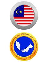 bouton comme symbole drapeau malaisie et carte sur fond blanc vecteur