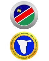 bouton comme symbole drapeau namibie et carte sur fond blanc vecteur