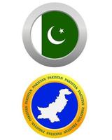 bouton comme symbole pakistan drapeau et carte sur fond blanc vecteur