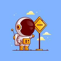 astronaute mignon aller à la maison illustration d'icône de vecteur de dessin animé. concept d'icône de technologie scientifique isolé vecteur premium. style de dessin animé plat