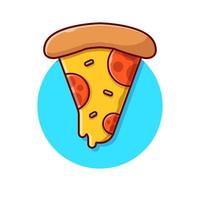 tranche d'illustration d'icône de vecteur de dessin animé de pizza. concept d'icône d'objet alimentaire isolé vecteur premium. style de dessin animé plat