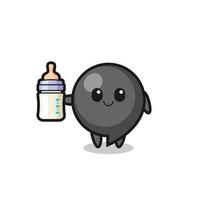 personnage de dessin animé de symbole de virgule bébé avec une bouteille de lait vecteur