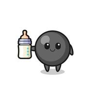 personnage de dessin animé de symbole de point de bébé avec une bouteille de lait vecteur