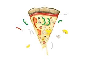 Gratuit Aquarelle Aquarelle Jour Pizza vecteur