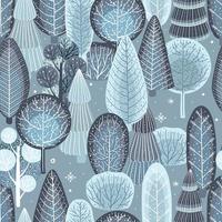 modèle sans couture d'hiver. illustrations vectorielles mignonnes de la nature, du paysage, des arbres pour un nouvel an et un fond de noël. vecteur