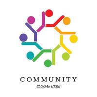 modèle de logo de travail d'équipe. concept d'amitié communautaire, d'unité. isolé sur fond blanc. illustration vectorielle vecteur