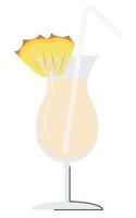 cocktail d'alcool populaire d'été avec tranche d'ananas et paille à boire isolé sur blanc. boisson tropicale à la crème de coco et au rhum. conception de concept de boisson pina colada. illustration vectorielle plane vecteur