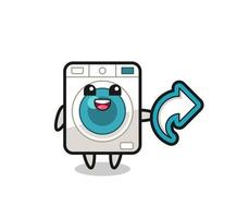 jolie machine à laver tenir le symbole de partage des médias sociaux vecteur