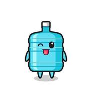 mignon personnage de bouteille d'eau de gallon dans une douce expression tout en tirant la langue vecteur