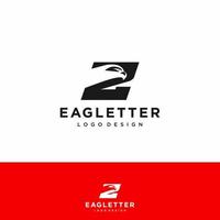 lettre z tête d'aigle logo noir vecteur couleur et art de fond rouge