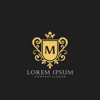 m modèle de logo de luxe de lettre initiale dans l'art vectoriel pour le restaurant, la royauté, la boutique, le café, l'hôtel, l'héraldique, les bijoux, la mode et d'autres illustrations vectorielles.