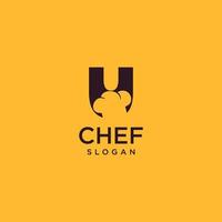 logo du chef de la lettre u, art de conception de vecteur de cuisinier de restaurant initial