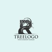 arbre créatif lettre r logo design inspiration art vectoriel