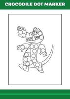 marqueur de points d'éducation pour les enfants. coloriage de marqueur de point de crocodile pour les enfants vecteur