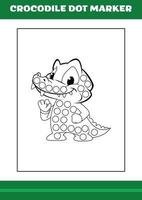 marqueur de points d'éducation pour les enfants. coloriage de marqueur de point de crocodile pour les enfants vecteur