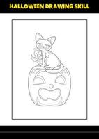 compétence de dessin d'halloween pour les enfants. coloriage de compétences de dessin d'halloween pour les enfants. vecteur