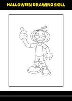 compétence de dessin d'halloween pour les enfants. coloriage de compétences de dessin d'halloween pour les enfants. vecteur