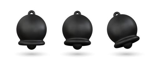 illustration vectorielle de cloche noire 3d réaliste vecteur