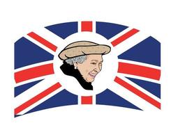 portrait de visage de la reine elizabeth avec l'emblème du drapeau britannique du royaume uni europe nationale illustration vectorielle élément de conception abstraite vecteur